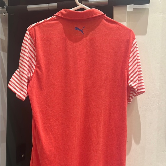 Puma Light Red and White Polo Golf Shirt Classic Style M Medium - Picture 4 of 4